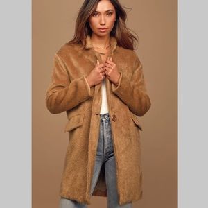 Ellison Camel Brown Faux Fur Coat
